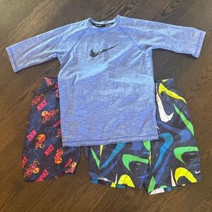 Nike Heather Blue Shirt with Graphic Shorts Trio